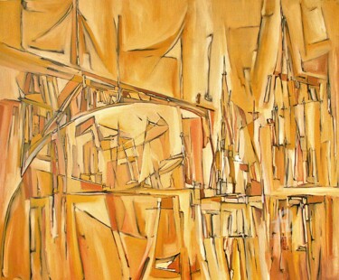 Peinture intitulée "Pont sur le Tage" par Jorge Coelho, Œuvre d'art originale, Huile