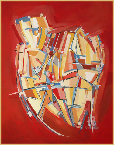 Peinture intitulée "Cœur de facettes" par Jorge Coelho, Œuvre d'art originale, Huile