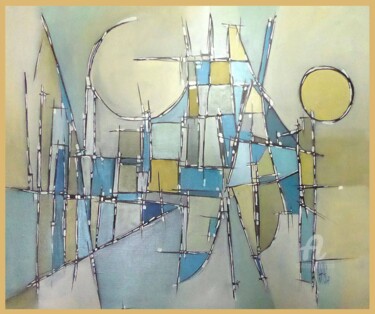 Painting titled "Balade lunaire" by Jorge Coelho, Original Artwork, Oil