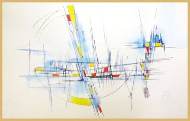 Painting titled "Cercle du poète" by Jorge Coelho, Original Artwork, Ink