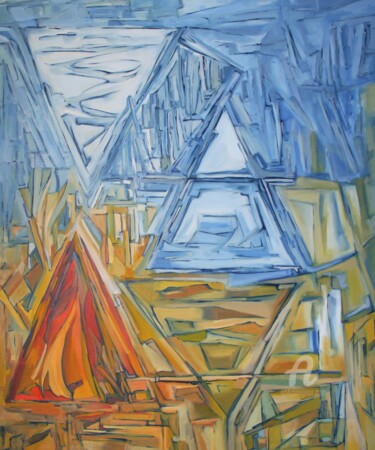 Painting titled "Les quatre éléments" by Jorge Coelho, Original Artwork, Oil