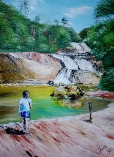 Pintura intitulada "Cachoeira dos Sonhos" por Jorge Junior, Obras de arte originais, Tinta