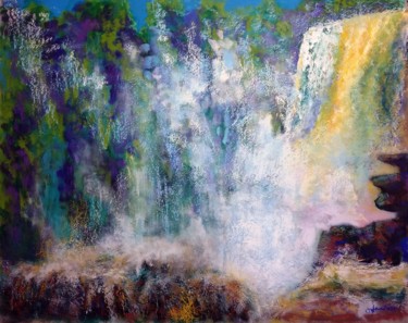 Pintura intitulada "Waterfall" por Jorge Ferreira, Obras de arte originais, Guache