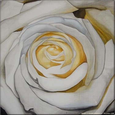 Painting titled "White & Yellow Rose" by Jorge Gallardo, Original Artwork, Oil