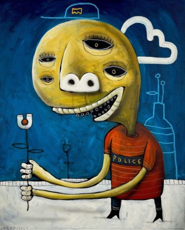 Painting titled "SKEPA - Say Cheese" by Jorgen Cobbaut, Original Artwork, Acrylic