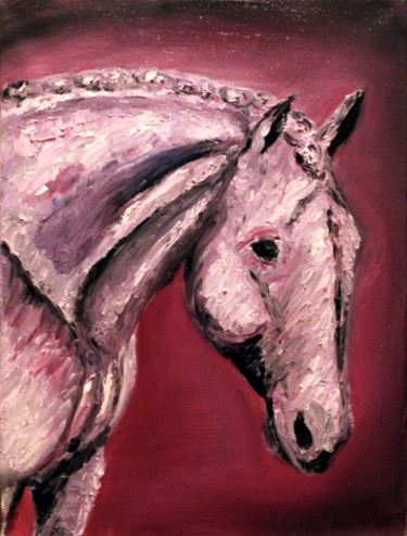Картина под названием "Pink horse as a dre…" - Jorgen Wagner, Подлинное произведение искусства, Масло