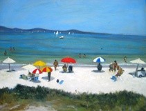 Pintura intitulada "Na Praia do Forte" por Jorge Novaes, Obras de arte originais, Óleo