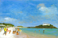 Pintura intitulada "Um Domingo na praia…" por Jorge Novaes, Obras de arte originais, Óleo