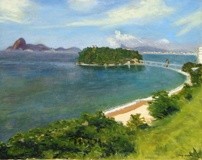 Pintura intitulada "Praia da Boa Viagem…" por Jorge Novaes, Obras de arte originais, Óleo