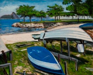 Pintura intitulada "Praia de Charias, N…" por Jorge Novaes, Obras de arte originais, Óleo