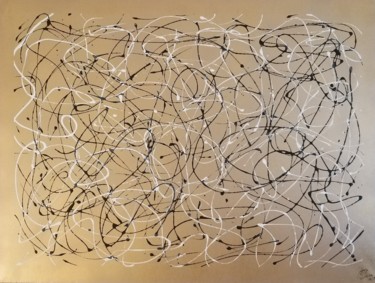 Pintura intitulada "Conexões no Dourado" por Jorge Oliveira, Obras de arte originais, Acrílico