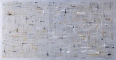 Painting titled "Traces on Silver" by Jorge Oliveira, Original Artwork, Acrylic Mounted on Wood Panel