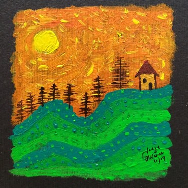 Painting titled "Little House" by Jorge Oliveira, Original Artwork, Acrylic