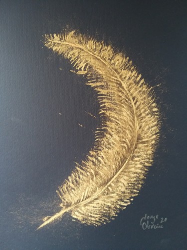 Pintura intitulada "Pena d'ouro" por Jorge Oliveira, Obras de arte originais, Acrílico