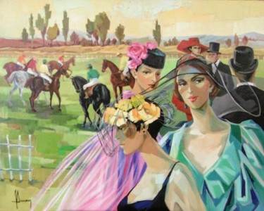 Painting titled "Aux courses.jpg" by Jori Duran, Original Artwork, Oil