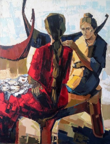 Peinture intitulée "Femmes de pecheurs.…" par Jori Duran, Œuvre d'art originale, Huile