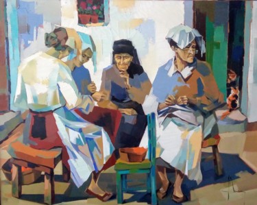 Pintura intitulada "Les voisines.jpg" por Jori Duran, Obras de arte originais, Óleo
