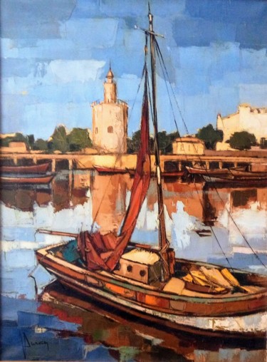 Malerei mit dem Titel "Tour de l'or" von Jori Duran, Original-Kunstwerk, Öl
