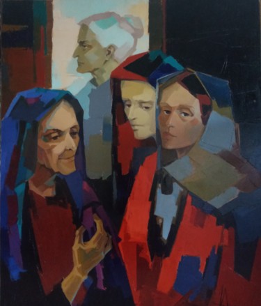 Painting titled "Visages" by Jori Duran, Original Artwork, Oil