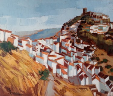 Painting titled "TOITS À CASARES" by Jori Duran, Original Artwork, Oil