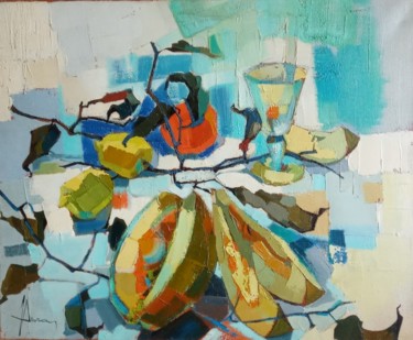 Painting titled "Melon d'Espagne" by Jori Duran, Original Artwork, Oil