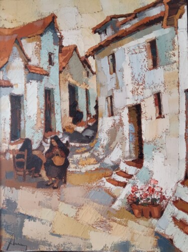 Painting titled "Ruelle à Casares" by Jori Duran, Original Artwork, Oil