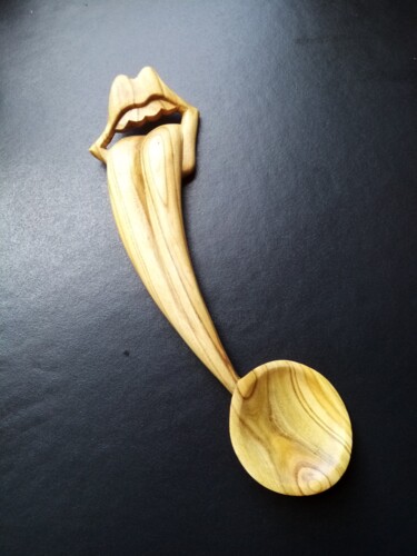 Sculpture titled "Spoon with Rolling…" by Joris De Fré, Original Artwork, Wood