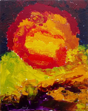 Painting titled "soleil rouge" by Georges Allin (JorJ), Original Artwork, Acrylic