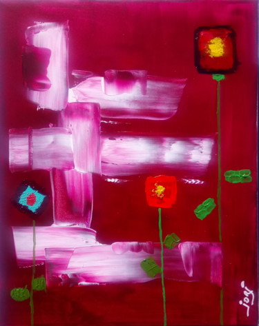 Painting titled "Eden rouge" by Georges Allin (JorJ), Original Artwork, Acrylic Mounted on Wood Stretcher frame