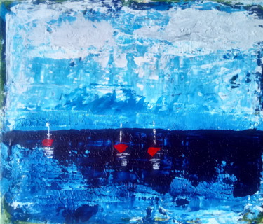 Malarstwo zatytułowany „Les bateaux rouges” autorstwa Georges Allin (JorJ), Oryginalna praca, Akryl