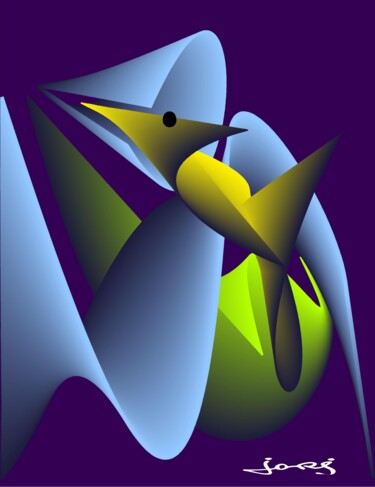 Malerei mit dem Titel "Oiseau mouche" von Georges Allin (JorJ), Original-Kunstwerk, 2D digitale Arbeit