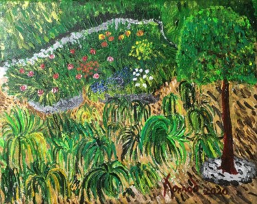 Painting titled ""Mon coin de jardin"" by François Jornod, Original Artwork, Acrylic