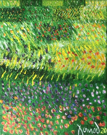 Painting titled ""Mon coin de jardin…" by François Jornod, Original Artwork, Acrylic