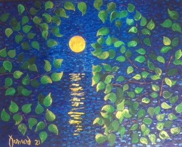 Painting titled ""Peaceful night"" by François Jornod, Original Artwork, Acrylic