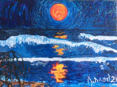 Malerei mit dem Titel ""Sur le rivage"" von François Jornod, Original-Kunstwerk, Acryl