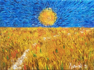 Peinture intitulée ""Champ de blé"" par François Jornod, Œuvre d'art originale, Acrylique