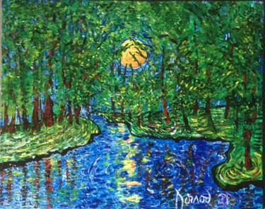 Painting titled ""En forêt"" by François Jornod, Original Artwork, Acrylic