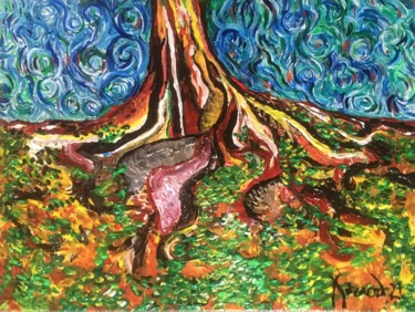 Картина под названием ""Roots"" - François Jornod, Подлинное произведение искусства, Акрил