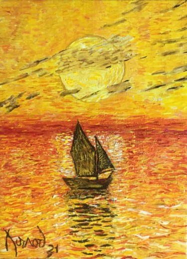 Painting titled ""Paysage jaune I"" by François Jornod, Original Artwork, Acrylic