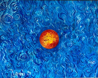 Painting titled ""Full moon II"" by François Jornod, Original Artwork, Acrylic