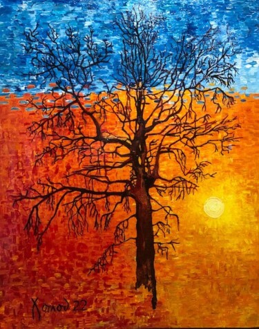 Peinture intitulée ""Old tree"" par François Jornod, Œuvre d'art originale, Acrylique