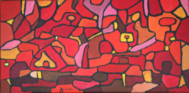 Peinture intitulée "'Paysage rouge'" par François Jornod, Œuvre d'art originale, Acrylique