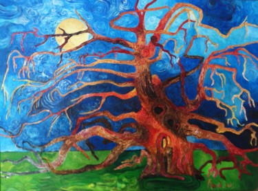 Painting titled "'Le vieil arbre 3'" by François Jornod, Original Artwork, Acrylic