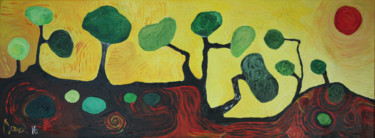 Painting titled "'paysage jaune'" by François Jornod, Original Artwork, Acrylic