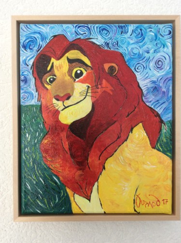 Peinture intitulée ""Le roi lion"" par François Jornod, Œuvre d'art originale, Acrylique