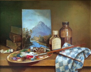Painting titled "Painting materials…" by Jos Kivits, Original Artwork, Oil