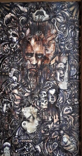 Résidence Funèbre 1 Drawing titled "Résidence Funèbre 1" by Marc Troupel (Josabel 451), Original Art, Ink Mounted on Wood Panel