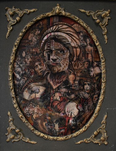 Peinture intitulée "Portrait d'une jeun…" par Marc Troupel (Josabel 451), Œuvre d'art originale, Encre Monté sur Carton