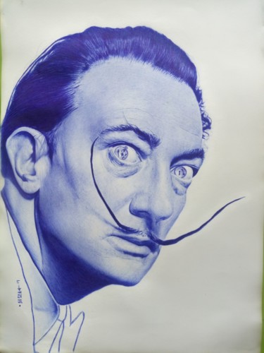 Zeichnungen mit dem Titel "Salvadore Dalí" von José Agube, Original-Kunstwerk, Kugelschreiber