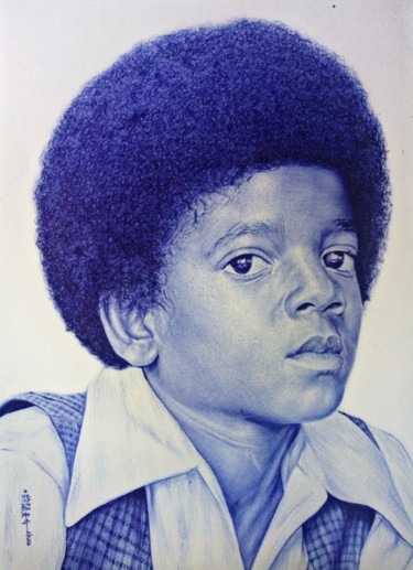 Drawing titled "Michael Jackson" by José Agube, Original Artwork, Ballpoint pen